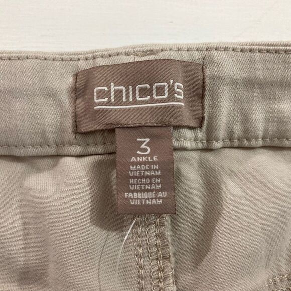 Chico's Pants Women’s XL Beige Perfect Stretch Girlfriend Slim Ankle Jeans - Picture 9 of 14